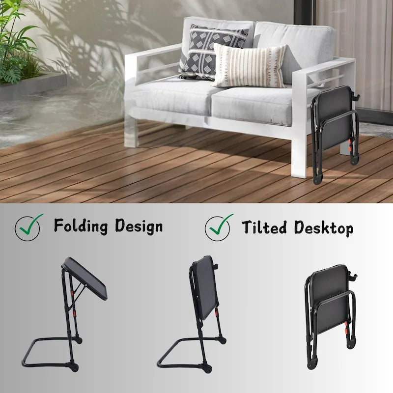 Tavolino da letto per TV con portabicchieri, regolabile, pieghevole per casa, ufficio, pieghevole, portatile, stabile, leggero, per riporre oggetti