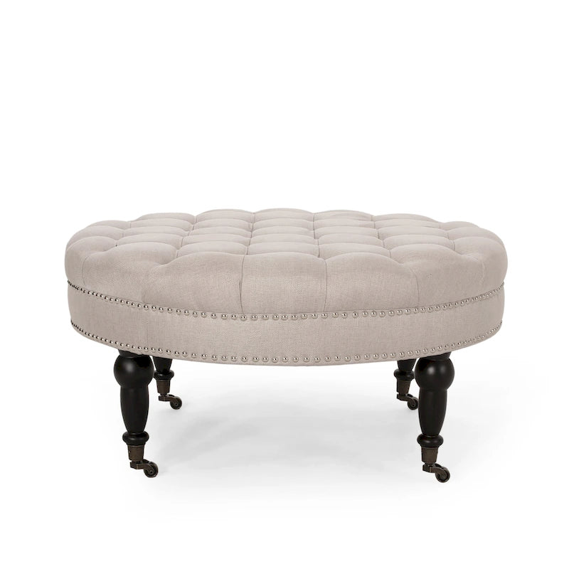 Cimarron Contemporary Round Ottoman with Rolling Casters by 