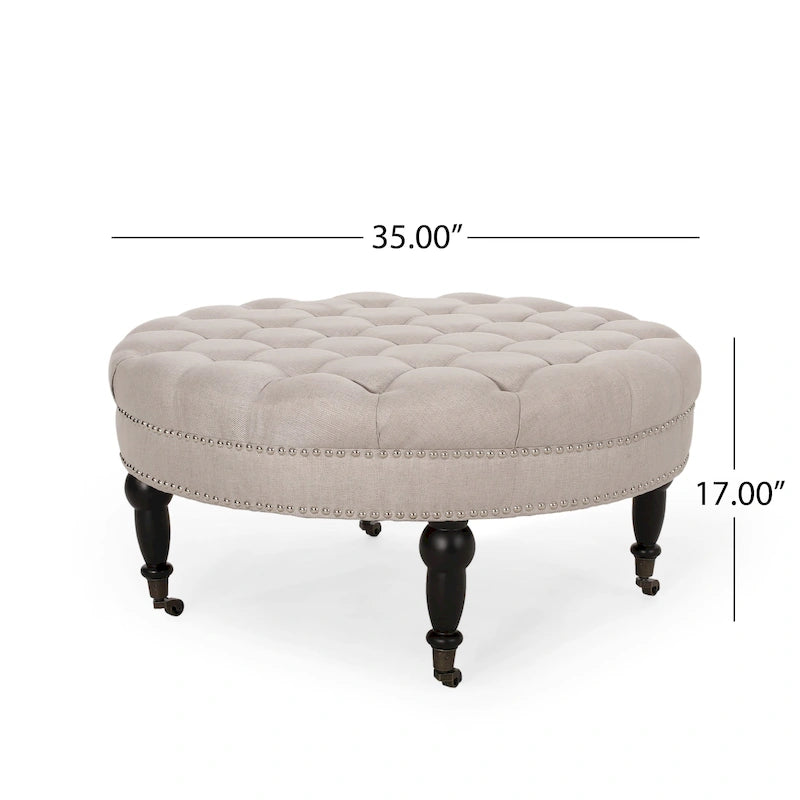 Pouf rotondo contemporaneo con ruote piroettanti