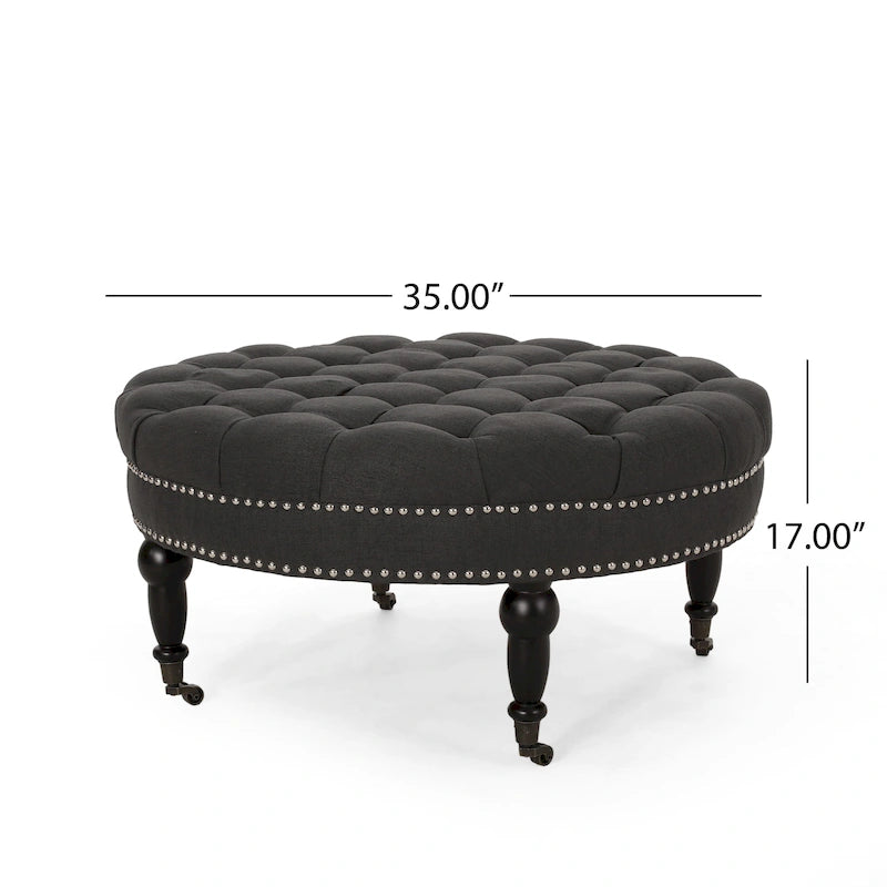 Pouf rotondo contemporaneo con ruote piroettanti