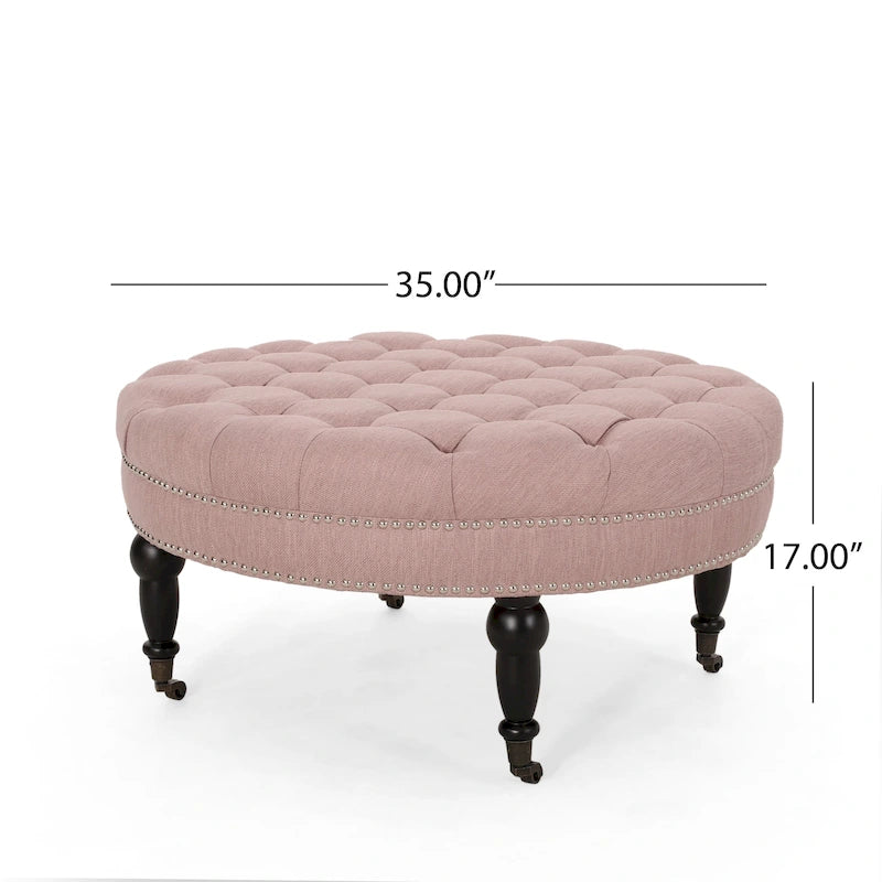 Pouf rotondo contemporaneo con ruote piroettanti