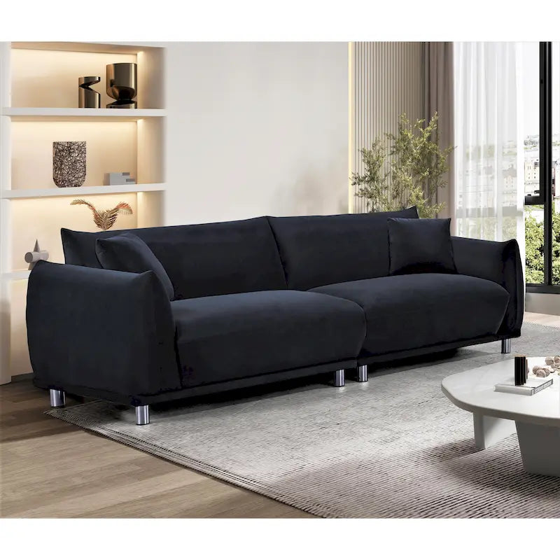 Divano in velluto con gambe in metallo 88,2W