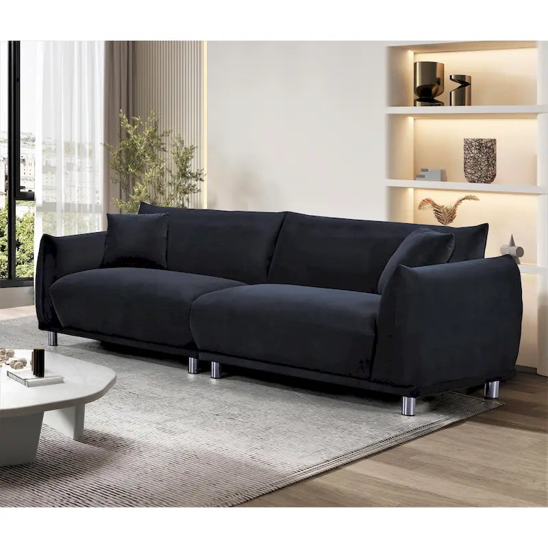 Divano in velluto con gambe in metallo 88,2W