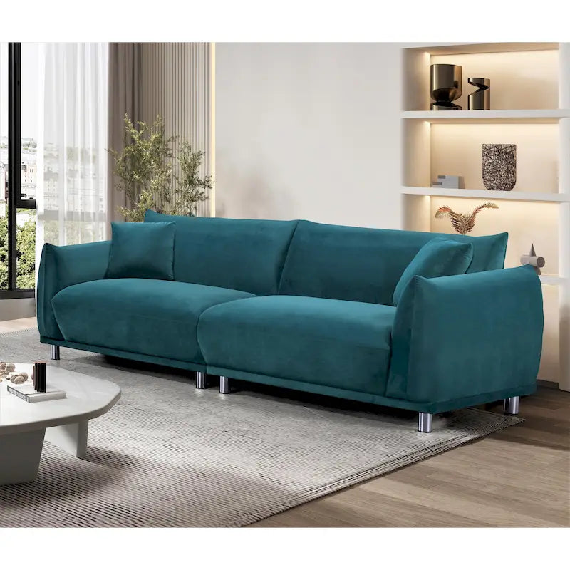 Divano in velluto con gambe in metallo 88,2W