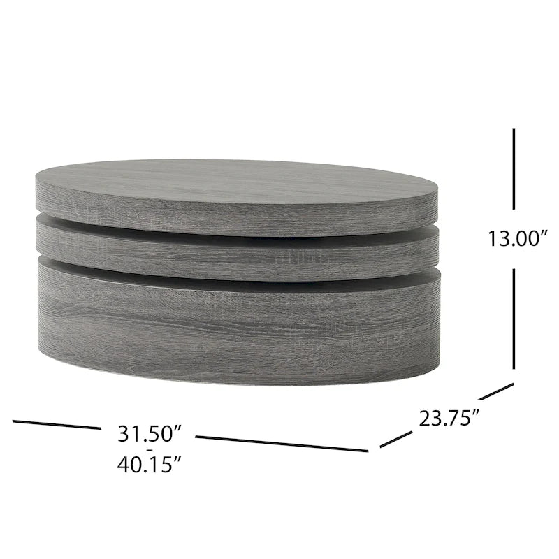 Oval Mod Rotating Wood Coffee Table