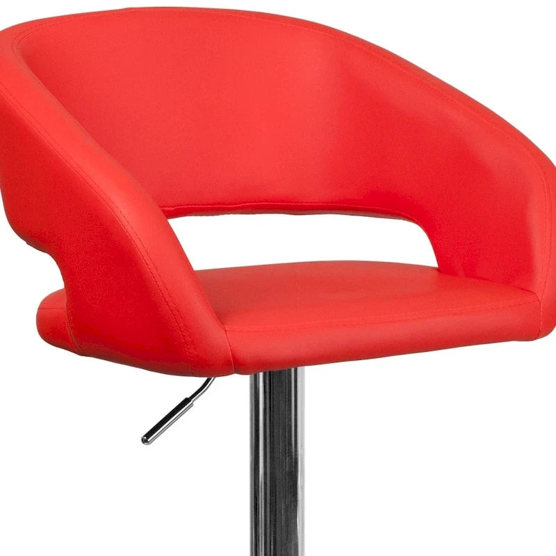 Modern Upholstered Adjustable-Height Barstool with Rounded Back