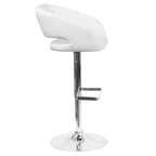 Modern Upholstered Adjustable-Height Barstool with Rounded Back