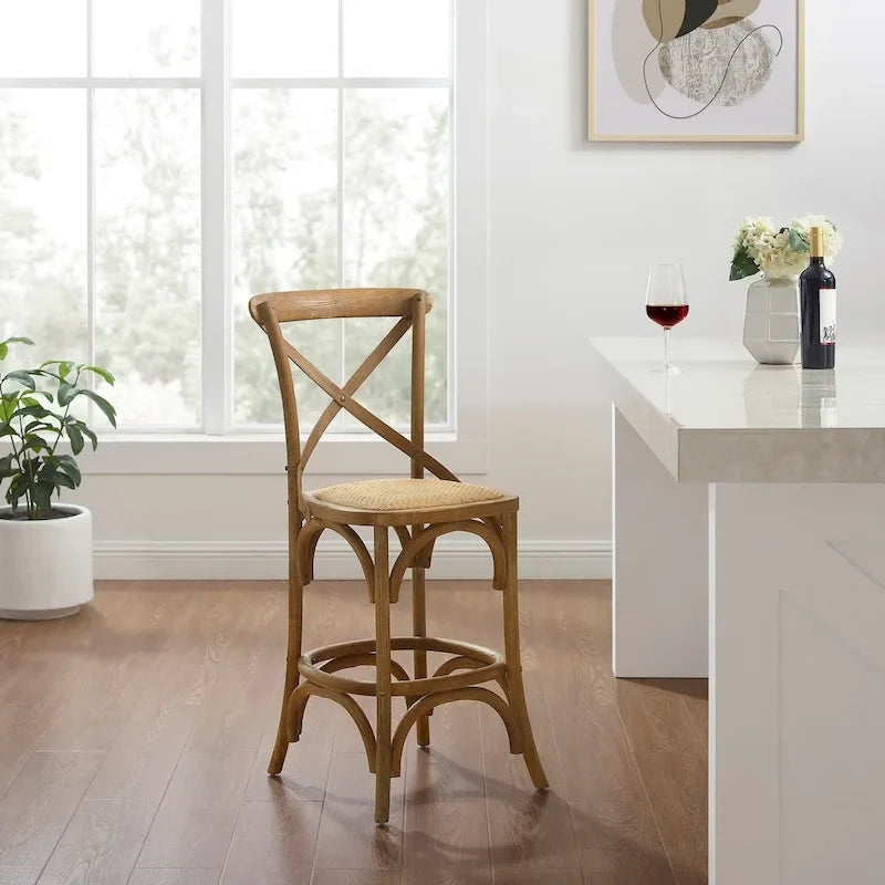 Dlah Rustic Cross Back Counter Stool