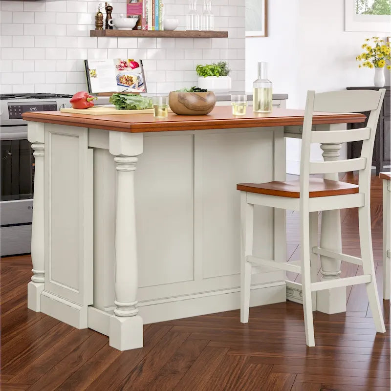 Isola da cucina in legno bianco sporco - 48 x 36 x 25