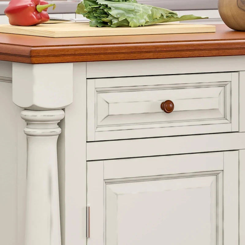 Isola da cucina in legno bianco sporco - 48 x 36 x 25
