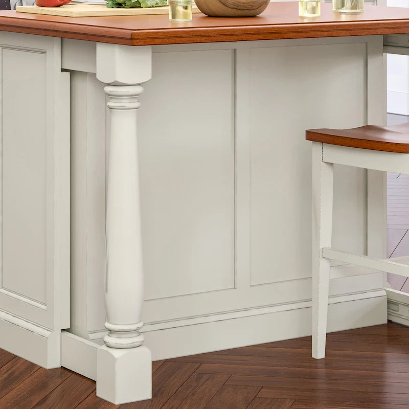 Isola da cucina in legno bianco sporco - 48 x 36 x 25