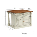 Isola da cucina in legno bianco sporco - 48 x 36 x 25
