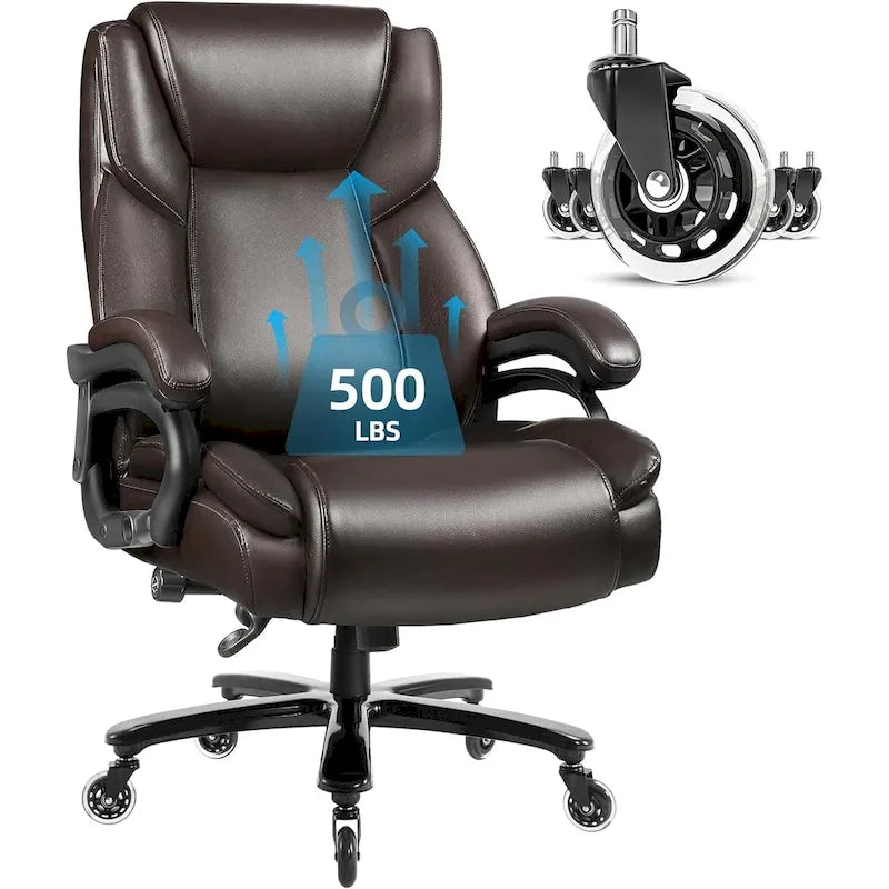  Big and Tall Executive Office Chair,500LBS Adjustable Lumbar Support Ergonomic Chair with High Back PU Leather Computer