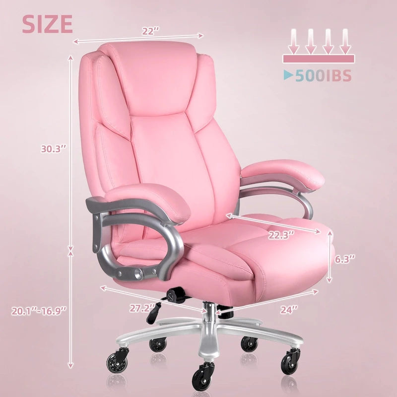 Sedia da ufficio direzionale Big & Tall, 500 libbre, sedia ergonomica con supporto lombare regolabile, schienale alto in pelle PU per computer