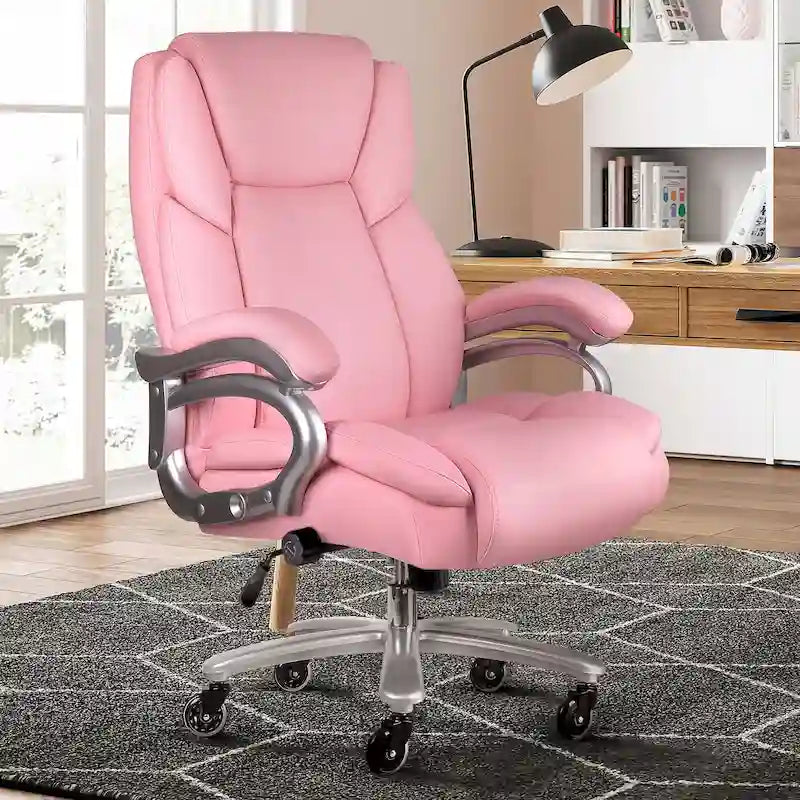 Sedia da ufficio direzionale Big & Tall, 500 libbre, sedia ergonomica con supporto lombare regolabile, schienale alto in pelle PU per computer