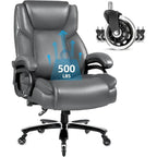 Sedia da ufficio direzionale Big & Tall, 500 libbre, sedia ergonomica con supporto lombare regolabile, schienale alto in pelle PU per computer