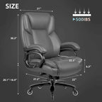 Sedia da ufficio direzionale Big & Tall, 500 libbre, sedia ergonomica con supporto lombare regolabile, schienale alto in pelle PU per computer