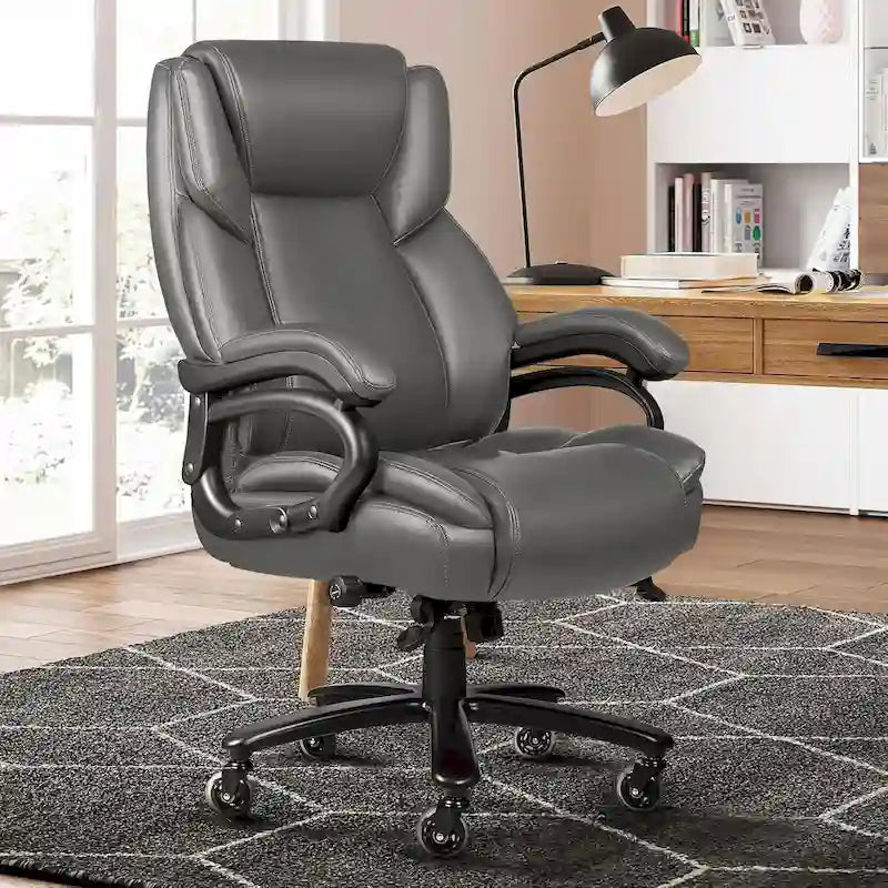 Sedia da ufficio direzionale Big & Tall, 500 libbre, sedia ergonomica con supporto lombare regolabile, schienale alto in pelle PU per computer