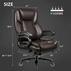 Sedia da ufficio direzionale Big & Tall, 500 libbre, sedia ergonomica con supporto lombare regolabile, schienale alto in pelle PU per computer