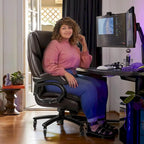 Sedia da ufficio direzionale Big & Tall, 500 libbre, sedia ergonomica con supporto lombare regolabile, schienale alto in pelle PU per computer