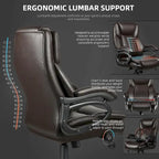 Sedia da ufficio direzionale Big & Tall, 500 libbre, sedia ergonomica con supporto lombare regolabile, schienale alto in pelle PU per computer