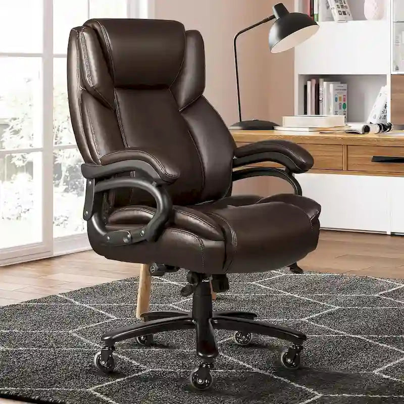 Sedia da ufficio direzionale Big & Tall, 500 libbre, sedia ergonomica con supporto lombare regolabile, schienale alto in pelle PU per computer