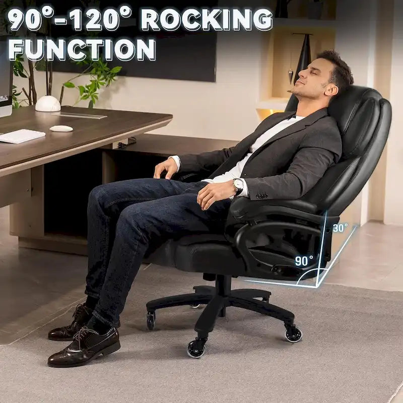 Sedia da ufficio direzionale Big & Tall, 500 libbre, sedia ergonomica con supporto lombare regolabile, schienale alto in pelle PU per computer