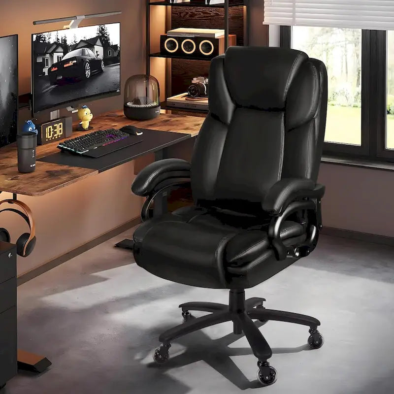 Sedia da ufficio direzionale Big & Tall, 500 libbre, sedia ergonomica con supporto lombare regolabile, schienale alto in pelle PU per computer