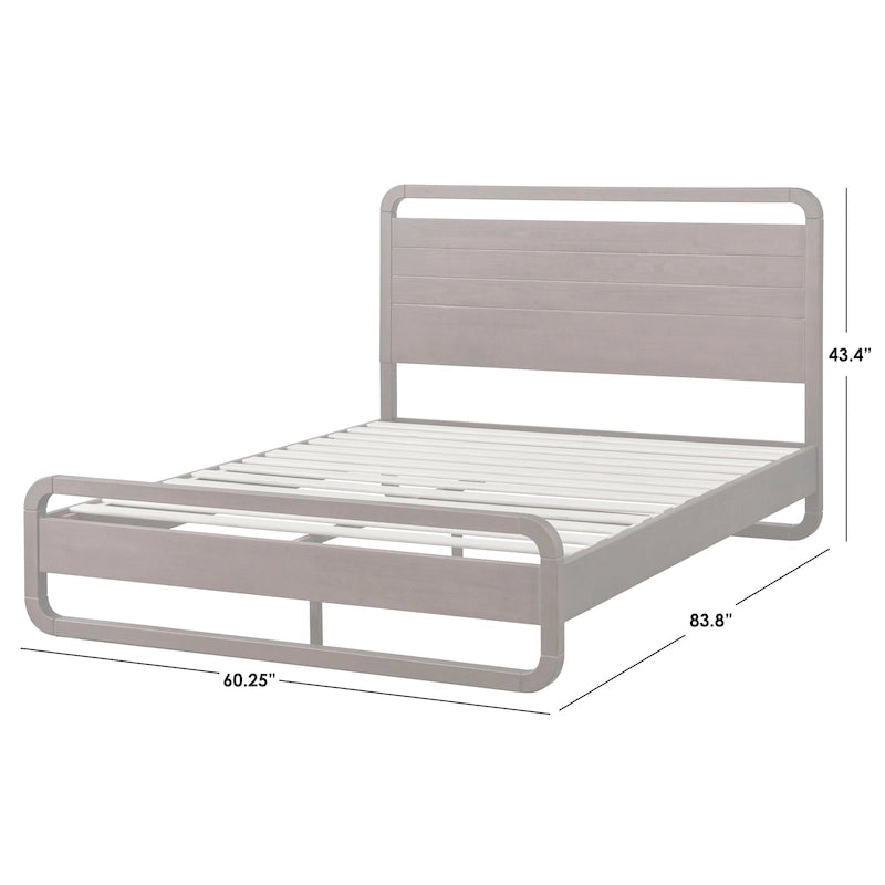 Letto a piattaforma matrimoniale in legno massello