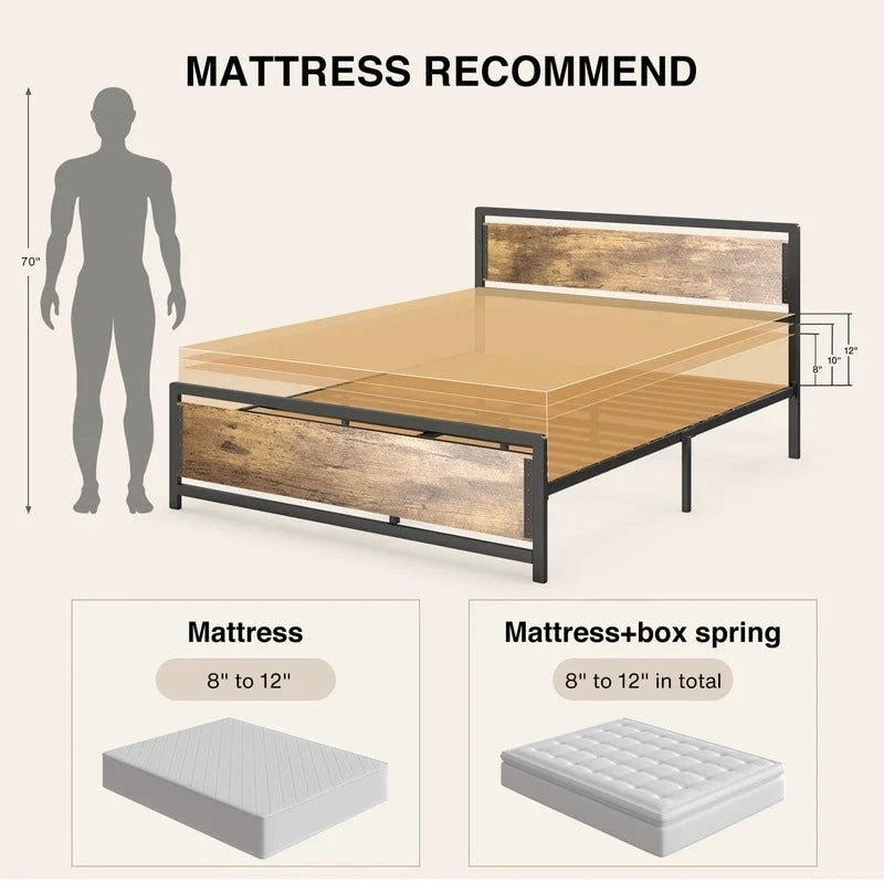 Struttura letto matrimoniale con testiera, robusta piattaforma letto in metallo