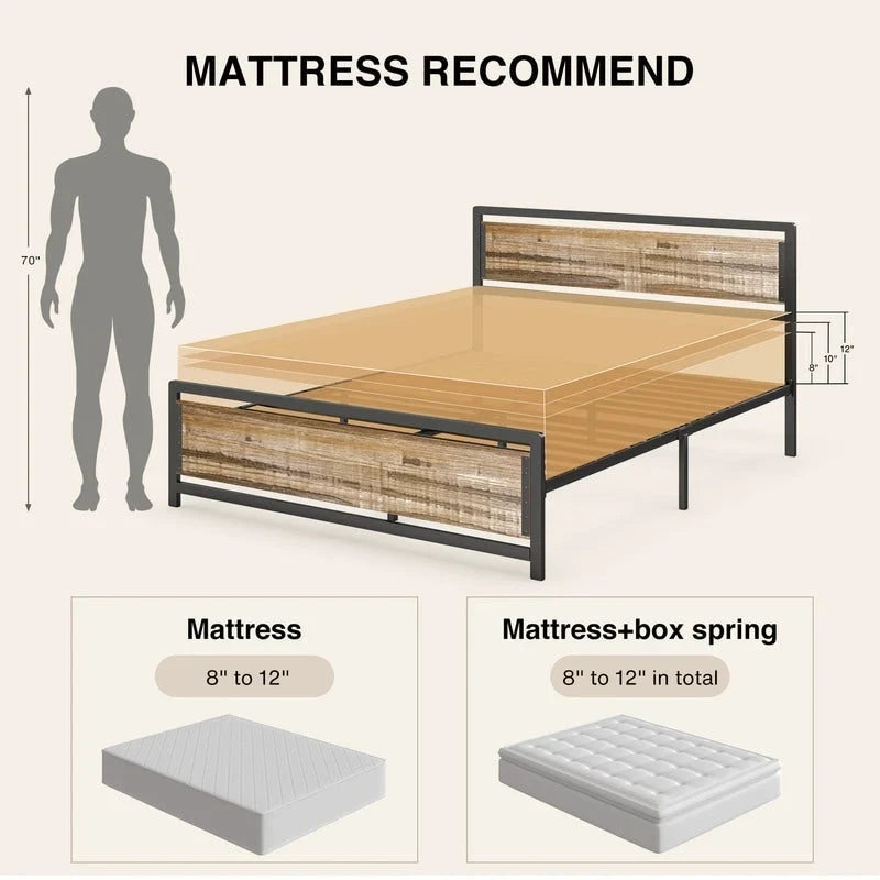 Struttura letto matrimoniale con testiera, robusta piattaforma letto in metallo