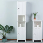 Mobile alto da bagno in MDF bianco, 170 cm, con torre per la biancheria