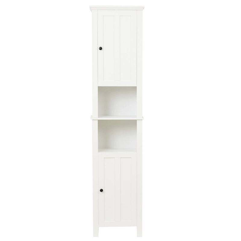 Mobile alto da bagno in MDF bianco, 170 cm, con torre per la biancheria