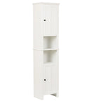 Mobile alto da bagno in MDF bianco, 170 cm, con torre per la biancheria