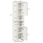 Mobile alto da bagno in MDF bianco, 170 cm, con torre per la biancheria
