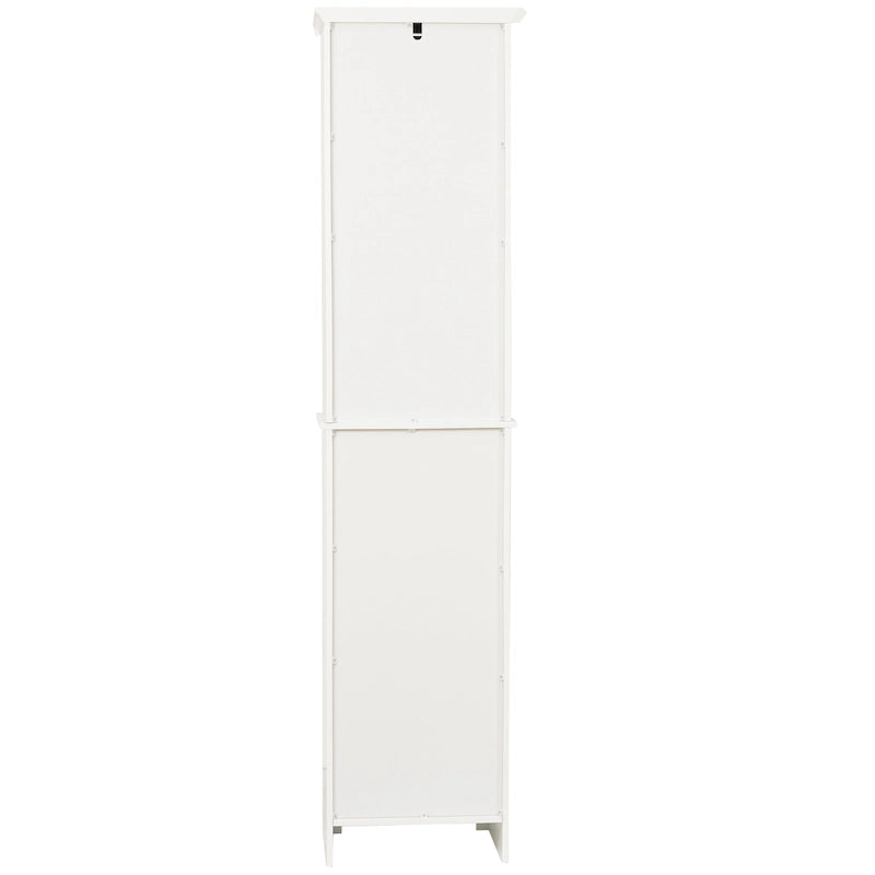 Mobile alto da bagno in MDF bianco, 170 cm, con torre per la biancheria