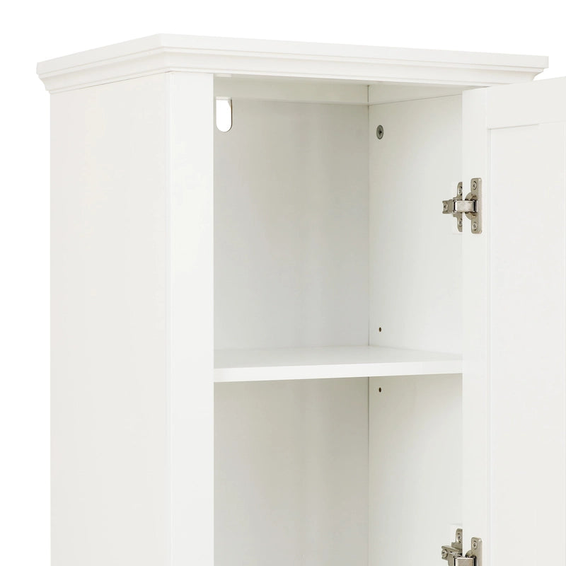 Mobile alto da bagno in MDF bianco, 170 cm, con torre per la biancheria