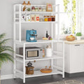 Scaffale per panettiere da cucina marrone/nero, supporto industriale per microonde, scaffale portaoggetti multiuso a 5 livelli bianco, supporto da cucina con credenza