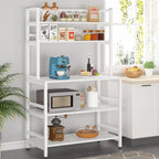 Scaffale per panettiere da cucina marrone/nero, supporto industriale per microonde, scaffale portaoggetti multiuso a 5 livelli bianco, supporto da cucina con credenza