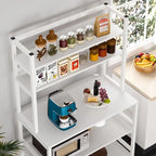 Scaffale per panettiere da cucina marrone/nero, supporto industriale per microonde, scaffale portaoggetti multiuso a 5 livelli bianco, supporto da cucina con credenza
