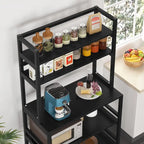 Scaffale per panettiere da cucina marrone/nero, supporto industriale per microonde, scaffale portaoggetti multiuso a 5 livelli bianco, supporto da cucina con credenza