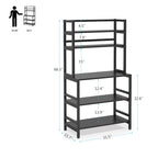 Scaffale per panettiere da cucina marrone/nero, supporto industriale per microonde, scaffale portaoggetti multiuso a 5 livelli bianco, supporto da cucina con credenza