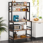 Scaffale per panettiere da cucina marrone/nero, supporto industriale per microonde, scaffale portaoggetti multiuso a 5 livelli bianco, supporto da cucina con credenza