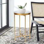  Round End Table Gold Metal Side Nightstand Accent Coffee Tables - 15(D)x 15(W)x 25.7(H)