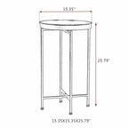 Tavolino Rotondo da Divano in Metallo Oro, Tavolino d'Appoggio, Comodino - 38(P)x 38(L)x 65.3(A) cm