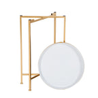 Tavolino Rotondo da Divano in Metallo Oro, Tavolino d'Appoggio, Comodino - 38(P)x 38(L)x 65.3(A) cm