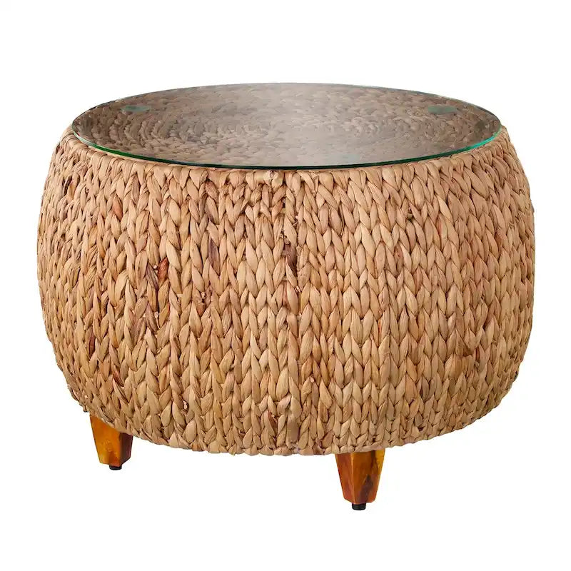 Round Water Hyacinth Coffee Table
