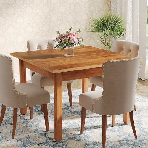 Tavolo da pranzo quadrato da 100 cm per 2-4 persone con gambe in legno massello per soggiorno e sala da pranzo