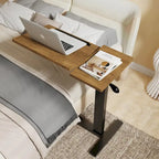 Tavolino da Letto Regolabile in Altezza per Divano, per Laptop, Inclinabile con 4 Ruote