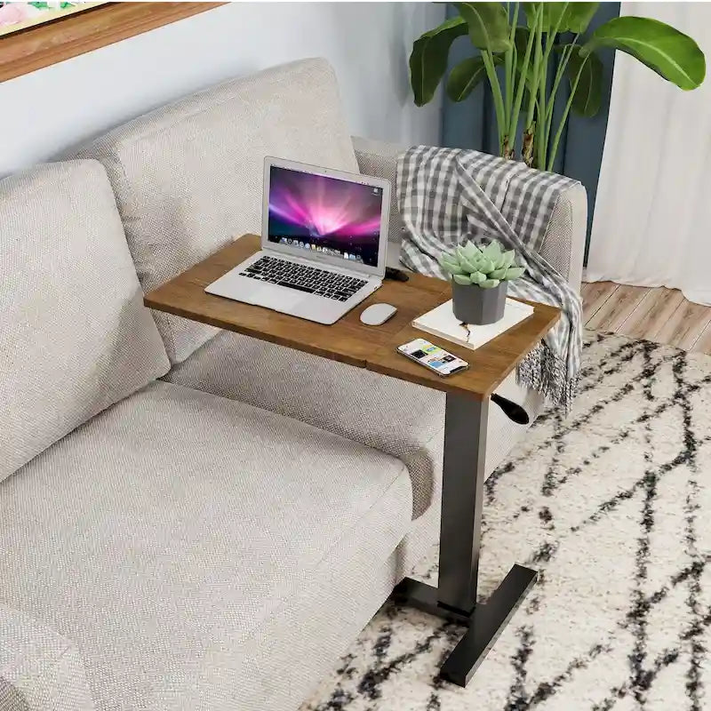 Tavolino da Letto Regolabile in Altezza per Divano, per Laptop, Inclinabile con 4 Ruote